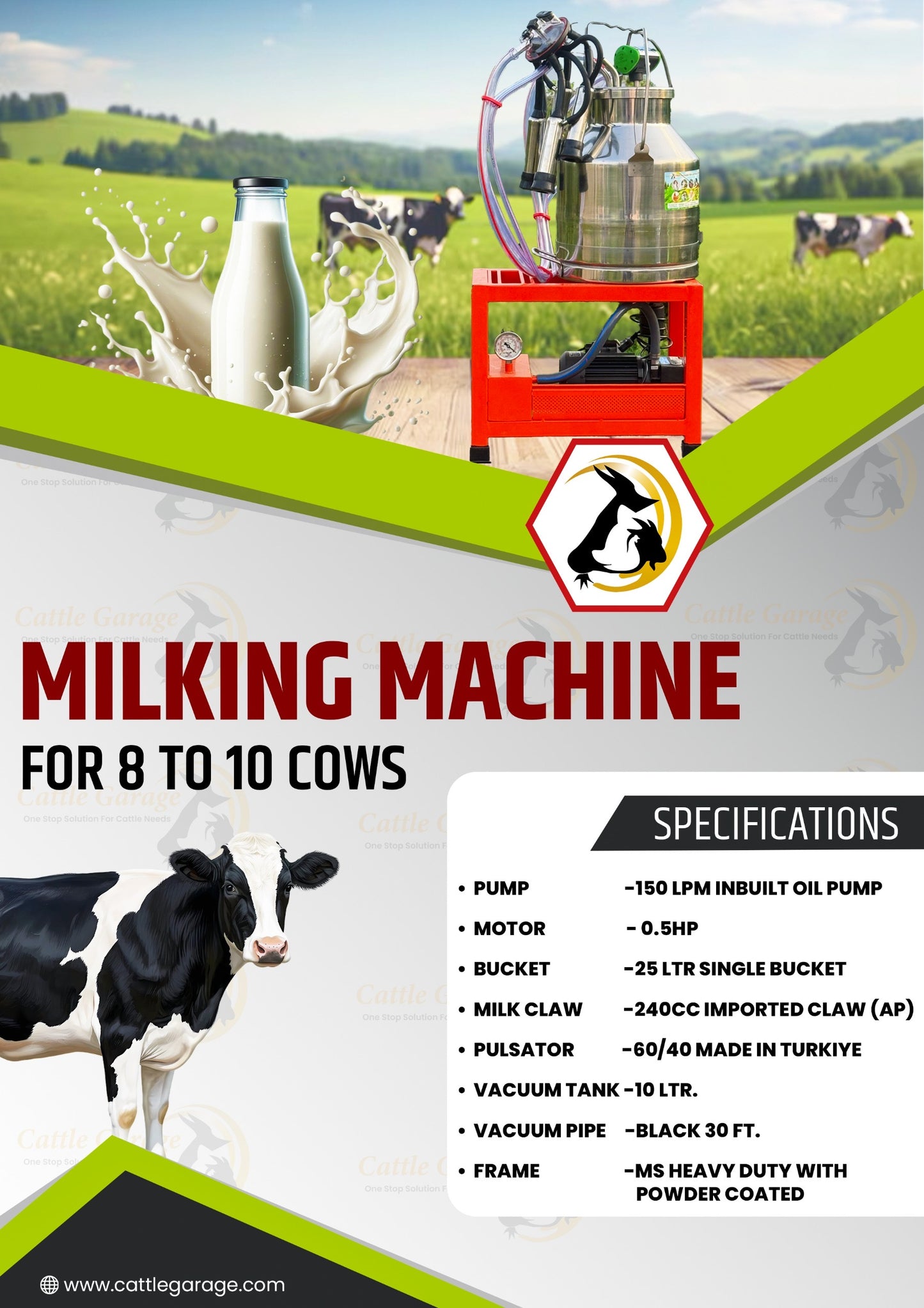 CG - MINI MILKING MACHINE FOR (8 TO 10 COWS)