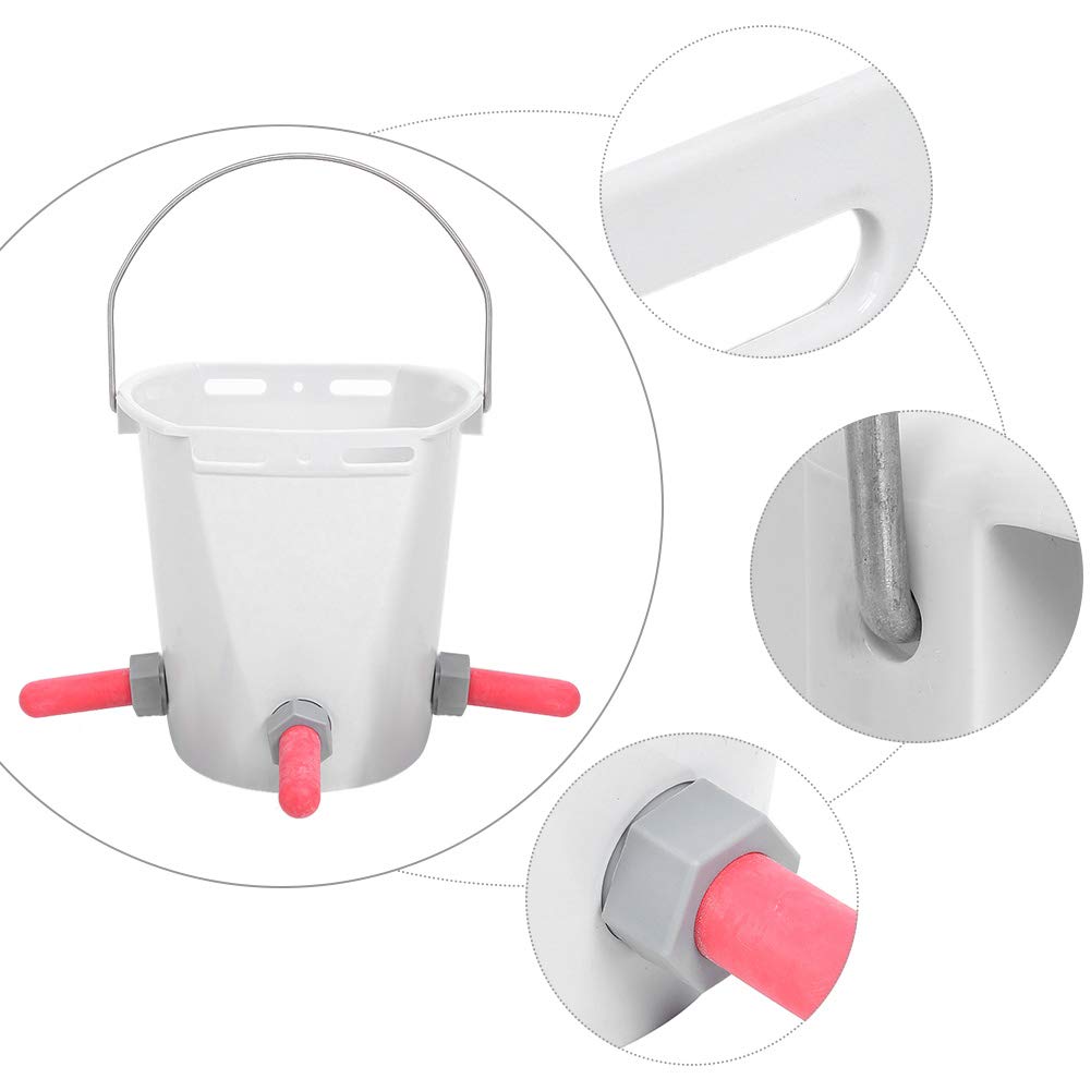 CG - Calf Milk Feed Bucket, Portable Nipple Lamb Milk Feed Bucket, Replaceable with Lifting Handle for Farm Calf & Lamb(Three-mouthed)