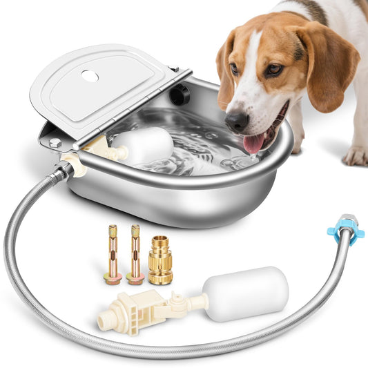 CG Automatic Stainless Steel Water Bowl, Livestock Drinking Basin, Float Valve Design, Silver 2Litter Automatic Cow/Goat/Sheep Drinking Water Bowl Dispenser Farm Livestock Animals Waterer
