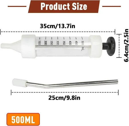 CG - Drenching Syringe 500ml With Nozzle For Livestock, Feeding Syringe, Pet Nursing Kit