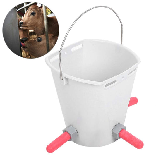 CG - Calf Milk Feed Bucket, Portable Nipple Lamb Milk Feed Bucket, Replaceable with Lifting Handle for Farm Calf & Lamb(Three-mouthed)
