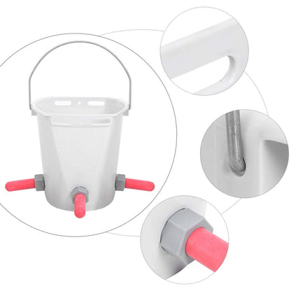 CG - Calf Milk Feed Bucket, Portable Nipple Lamb Milk Feed Bucket, Replaceable with Lifting Handle for Farm Calf & Lamb(Three-mouthed)