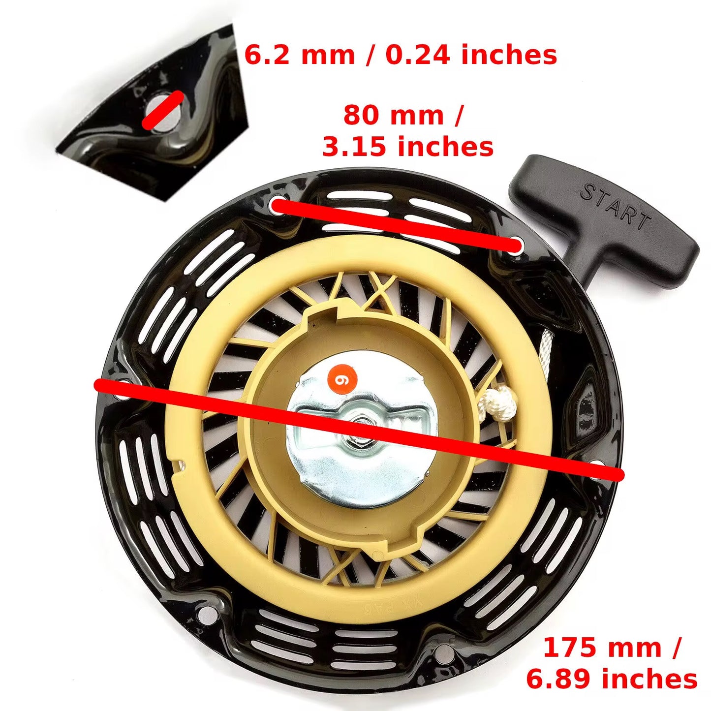 NON GENUINE BLACK BULL STARTER CORD RECOILS STARTER FIT STANDER SIZE FOR ALL ENGINES