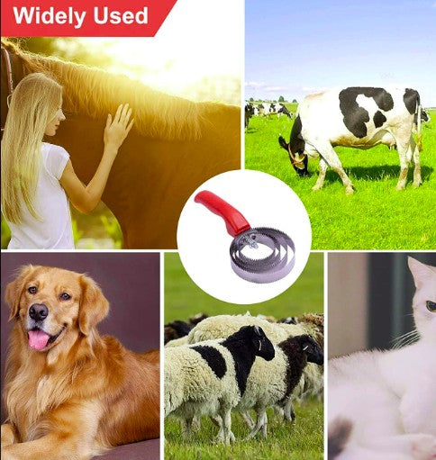 Curry Comb Cleaning Brush Metal Horses Grooming Scraper Comfortable Steel Brush Serrated Comb for Cattle Horses Cows