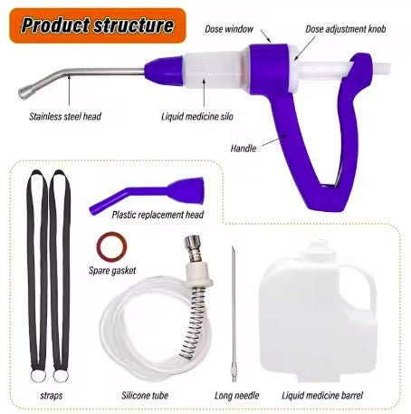 Veterinary Automatic Syringe Cattle Sheep Pig Medicine Feeding Gun 30ml Drencher Continuous Feeding Gun